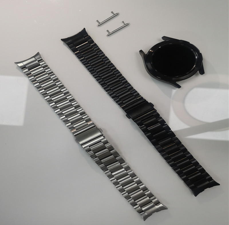 适用于三星 watch4 弧形接口表带42-20mm 46-22mm新款三珠钢带
