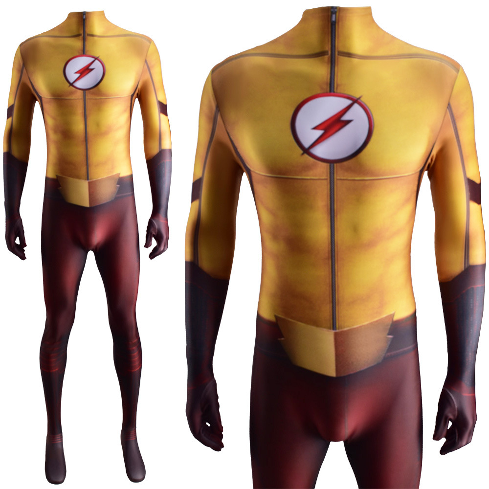 闪电侠costhe flash 闪电小子kid flash连体紧身衣