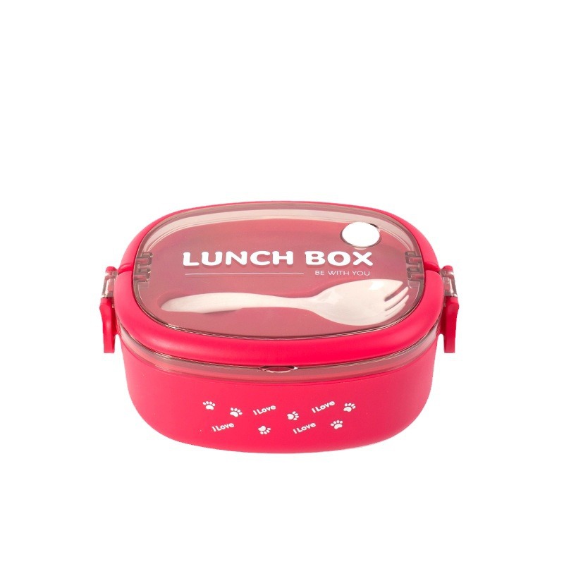 Japanese-Style Simple Color Multi-Layer Portable Lunch Box Separated Lunch Box for Students Lunch Box Large Capacity with Spoon