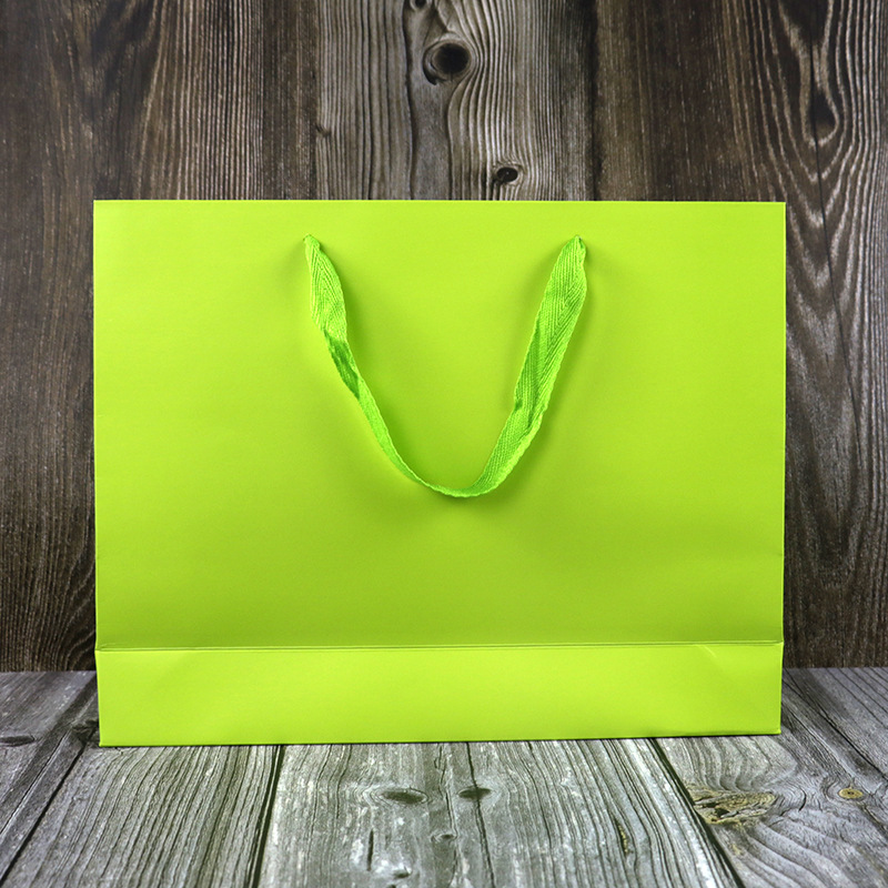 绿色礼品纸袋服装店专柜名牌购物手提袋可印文字logo纯色大礼品袋