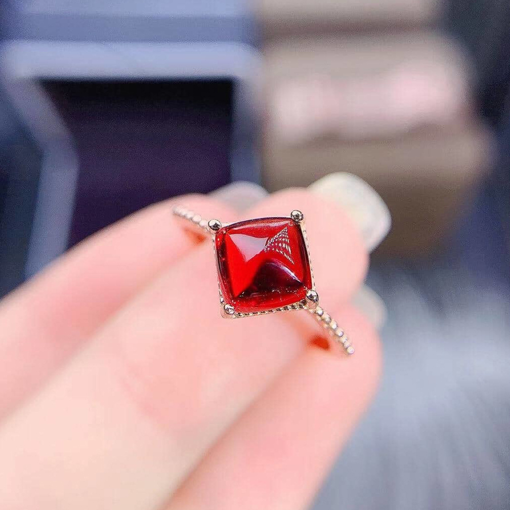 高端网红直播热卖新品仿天然糖塔红宝石碧玺开口戒指女 彩宝指环