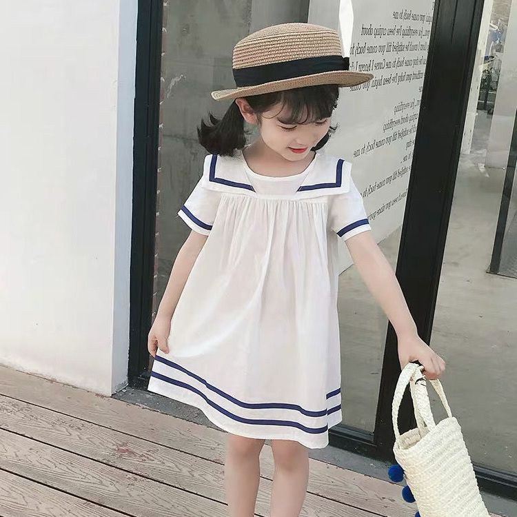 女童装夏装洋气2-9岁4宝宝5小童6海军风3儿童7纯棉公主连衣裙子8