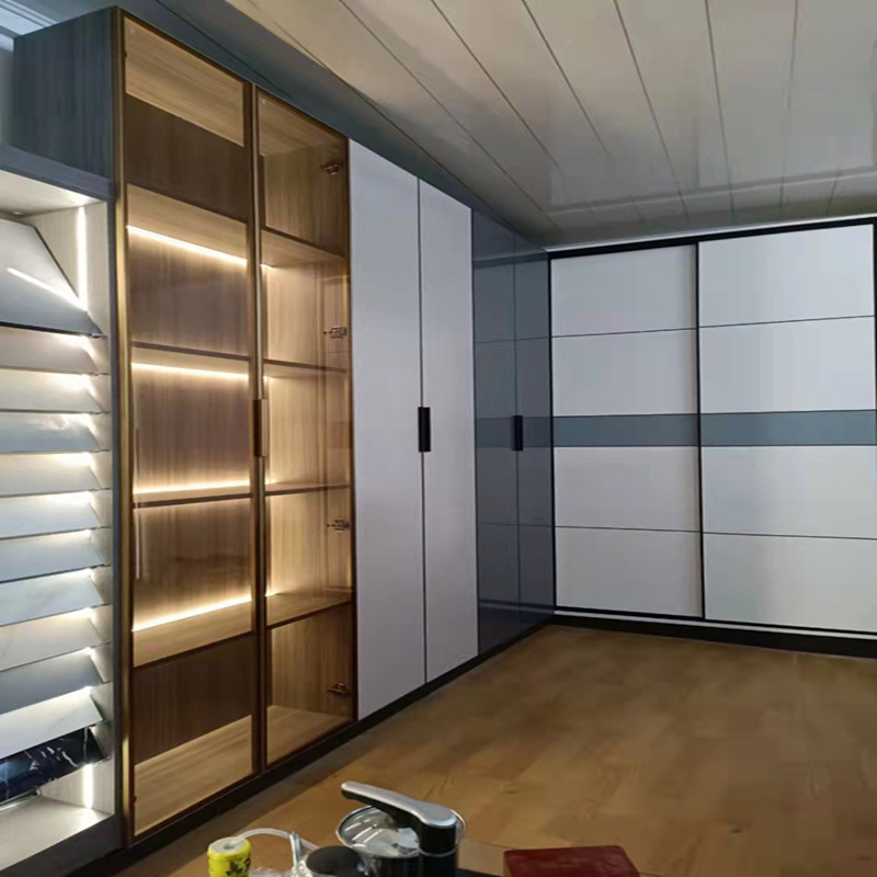佛山全铝家具成品 铝合金全铝衣柜橱柜 轻奢极简铝合金衣柜平开门