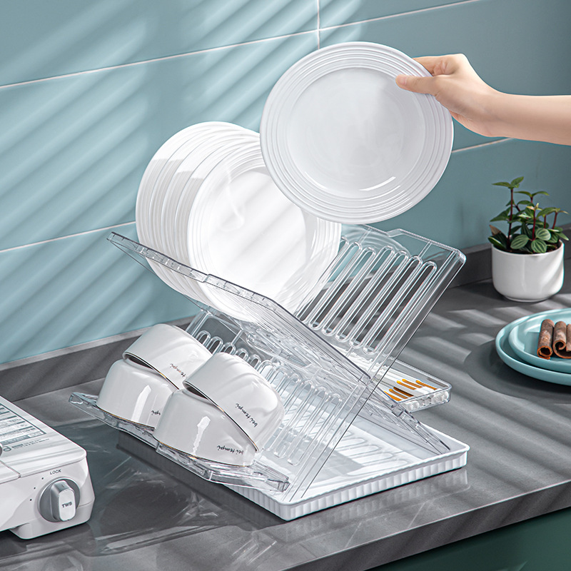 Kitchen Dish Rack Draining Rack Cupboard Storage Rack Household Countertop Multi-Functional Dish Rack Tableware Storage Rack Box