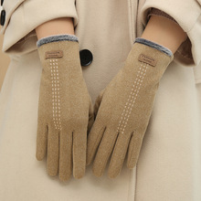 新款手套女冬保暖手套德绒女士手套加绒骑行韩版可爱开车防寒触屏