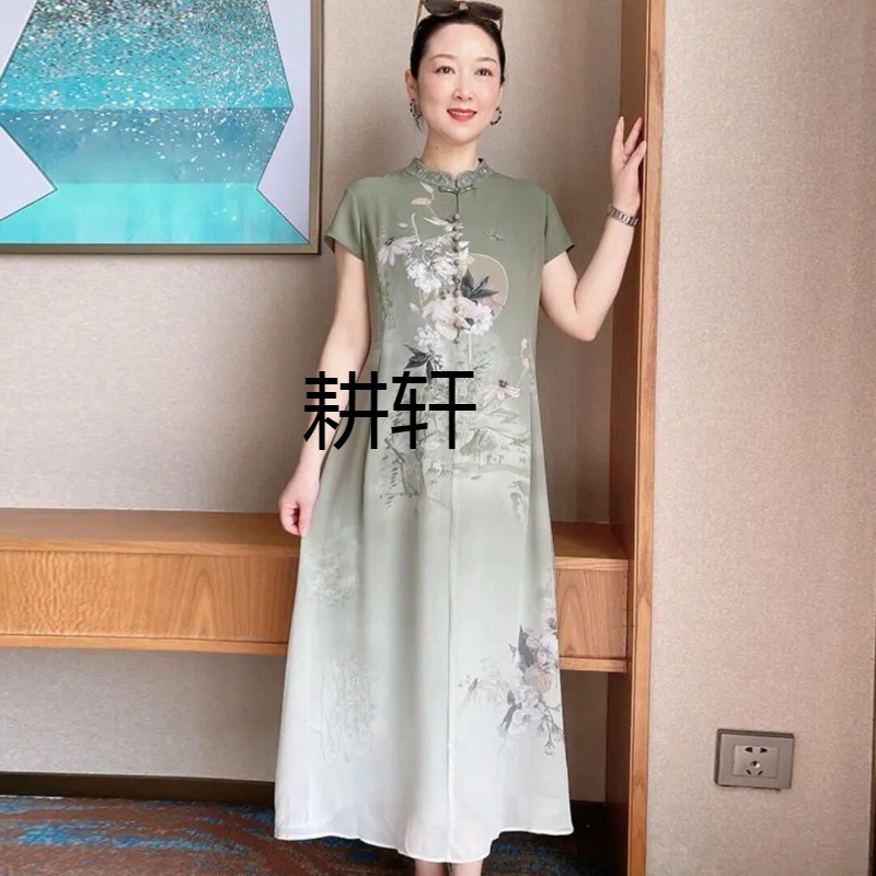 gx连衣裙女夏季2024新款年轻妈妈高级气质洋气显瘦气质旗袍国风裙