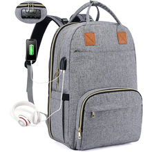 防盗笔记本电脑背包旅行背包书包带 USB 充电端口男女背包适合 15