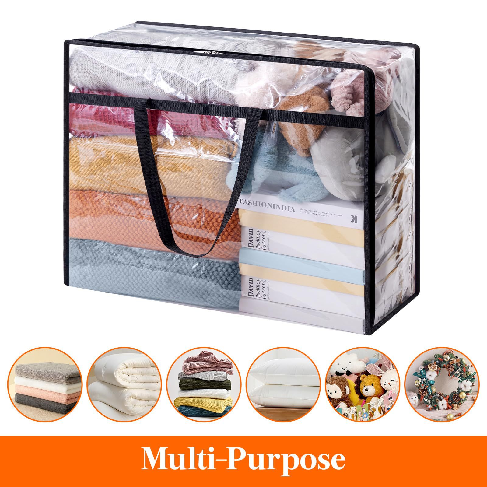 棉被收纳黑色包边透明拉链收纳袋收纳容器毯子被子衣服玩具收纳袋