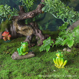微景观仿真青蛙摆件鱼缸造景配件树脂跨境工艺品园艺盆景多肉装饰