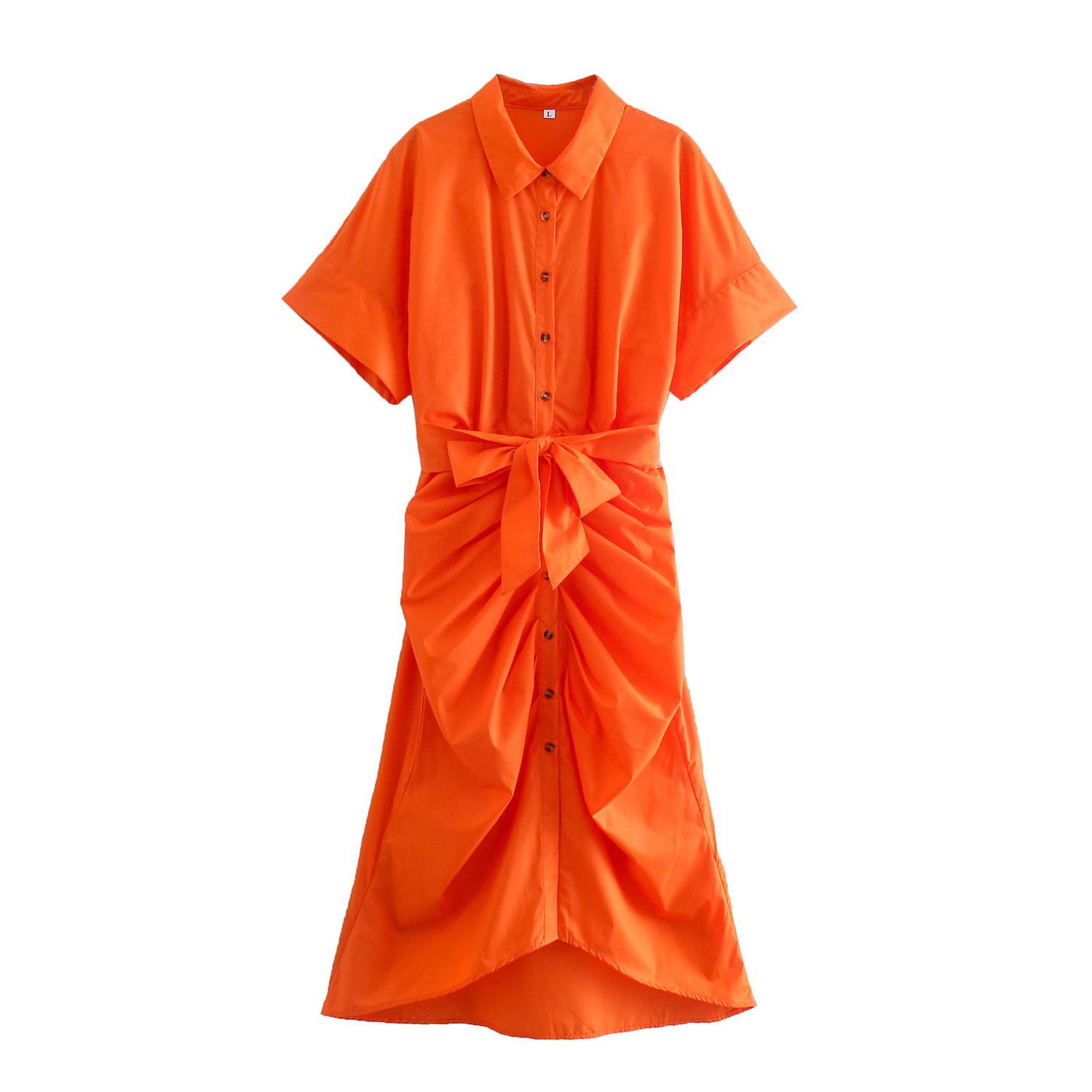 褶皱连衣裙橘色图片