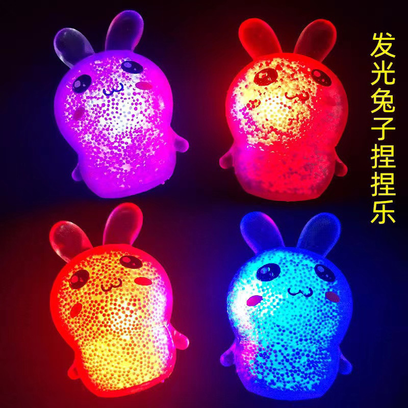 Hot Sale Push Luminous Toys Styrofoam Rabbit Vent Decompression Children Squeezing Toy Stall Night Market Toys Wholesale