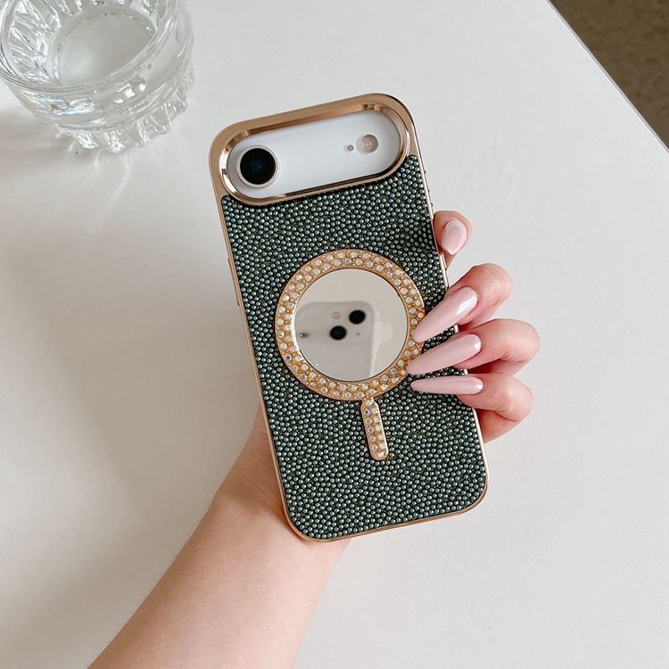 时尚女款化妆镜钻石二合一手机壳适用苹果iPhone16promax