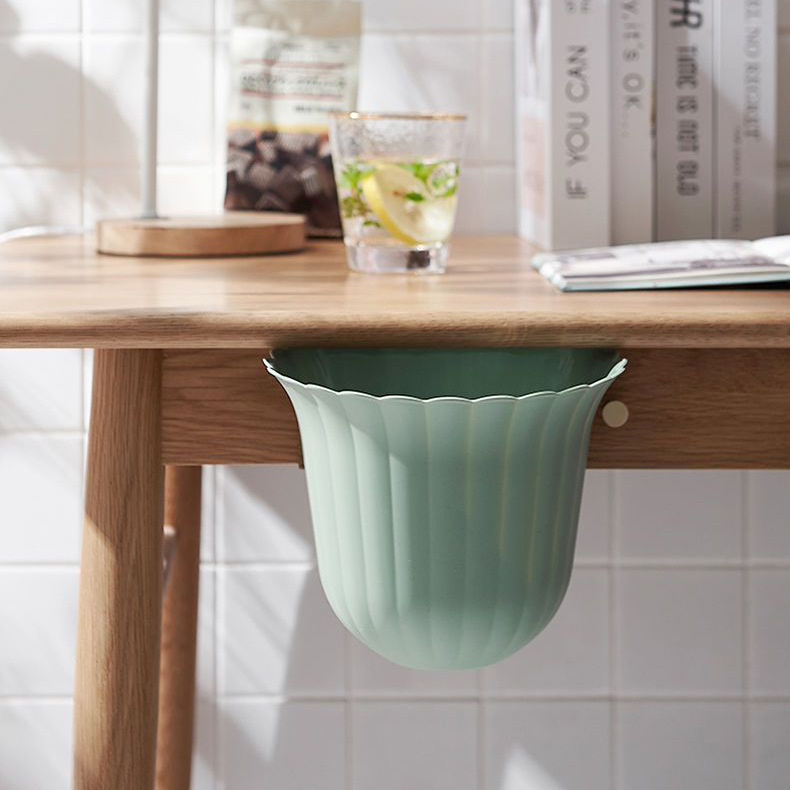 Kitchen Wall-Mounted Trash Can Flower Household Kitchen Waste Table Trash Can Plastic Bucket Cabinet Door Hanging Bucket