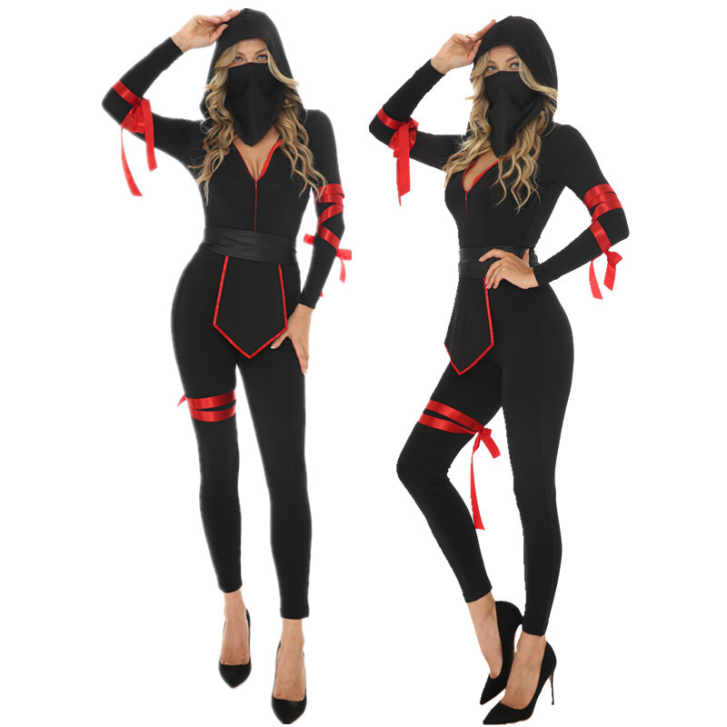 新款cosplay万圣节成人忍者服装演出服蒙面夜行衣武士火影忍者服