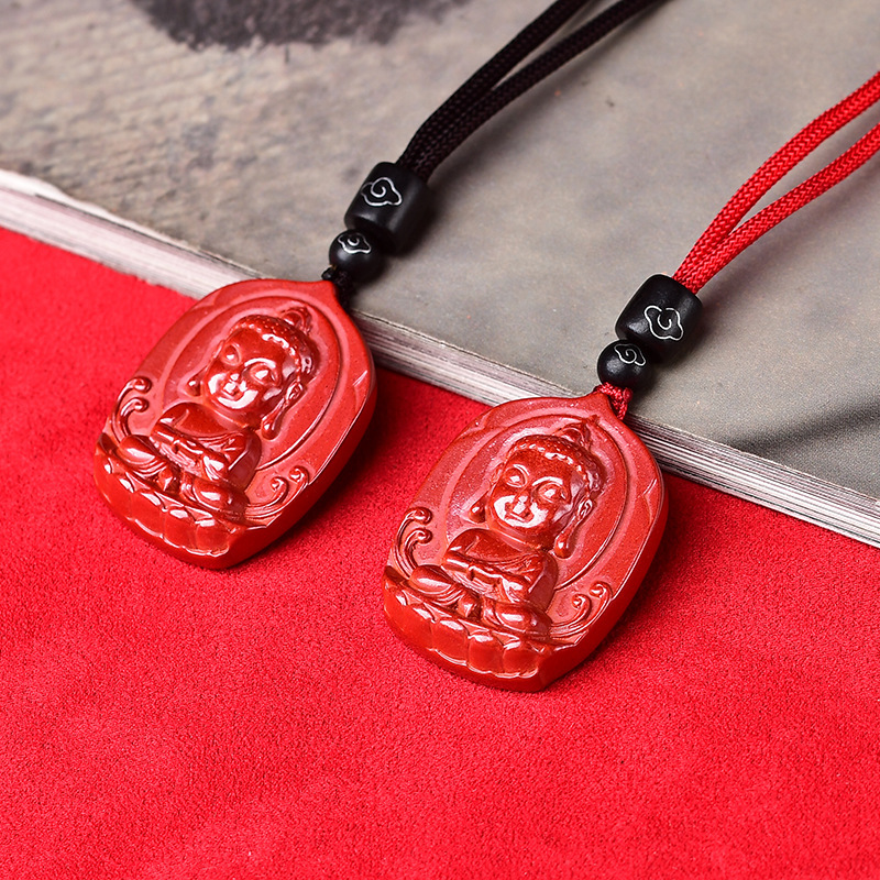朱砂佛头吊坠宝宝佛项链挂件红砂饰品挂绳款-阿里巴巴