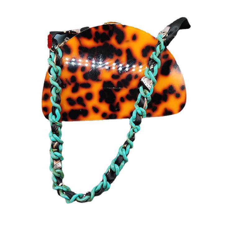 Bohemian Style Silk Scarf Woven Acrylic Chain Hand-Held Short Bag Chain Hand-Held Short Bag Belt