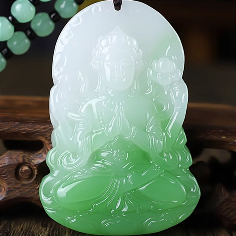 玉翠青玉观音吊坠挂件男款观世音菩萨平安牌琉璃玉坠项链-阿里巴巴