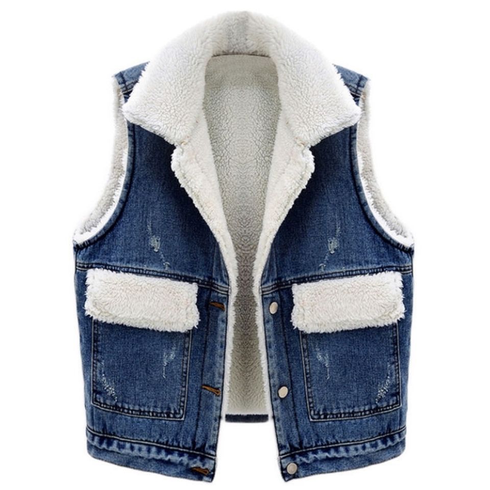 拼接牛仔马甲男图片