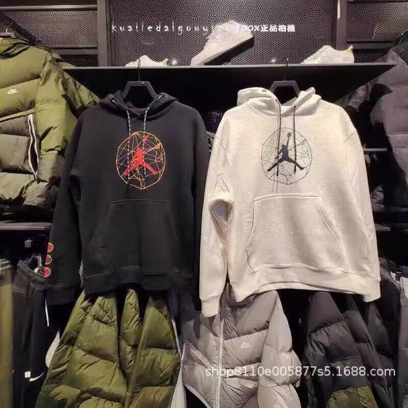 2024春季新款aj乔丹飞人男女潮流情侣连帽印花休闲运动卫衣dc9728