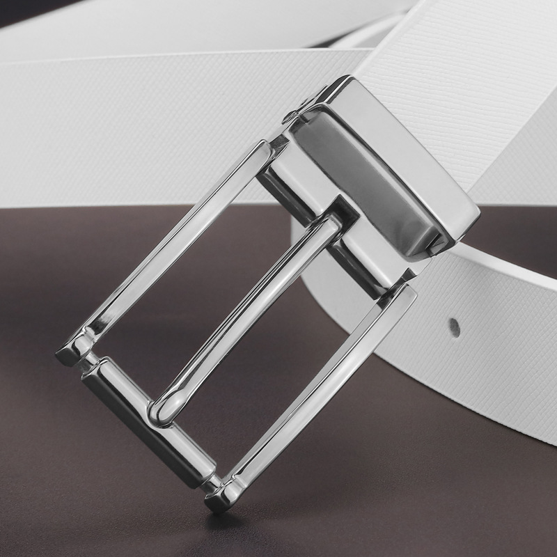 白色高尔夫皮带男休闲针扣中学生腰带窄款2.9cm宽时尚百搭裤带