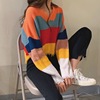 spring and autumn new pattern Korean Edition Easy College wind Sweater Rainbow Color matching tassels student have cash less than that is registered in the accounts sweater