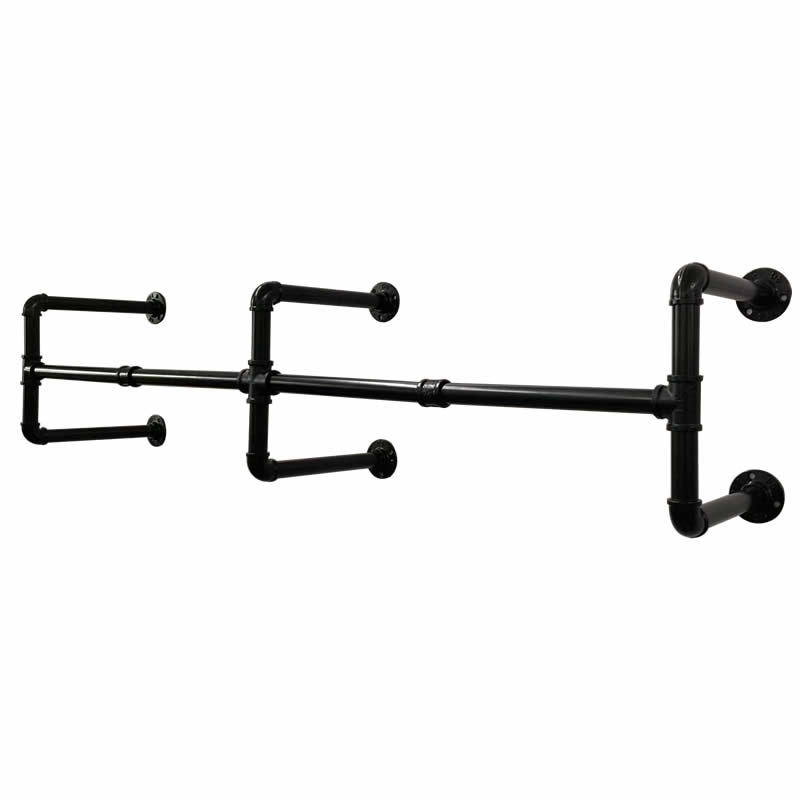 Industrial Pipe Hanger Heavy-Duty Wall-Mounted Black Clothing Rod Clothes Rack Wardrobe Storage Multifunctional Suspension Rod