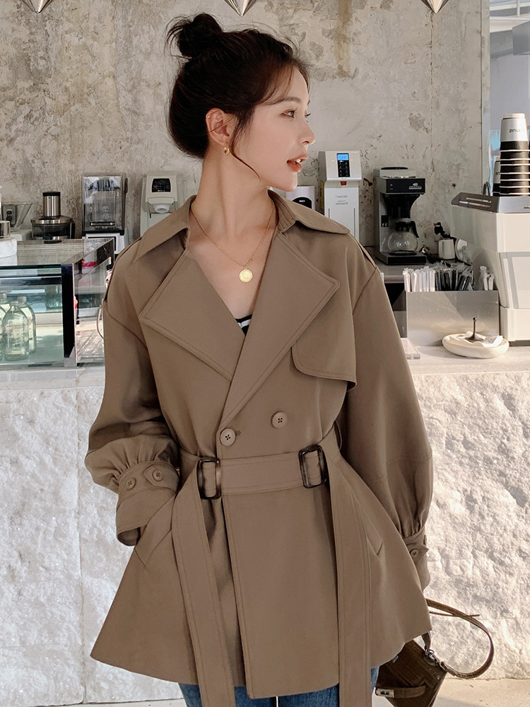 品牌女士短款风衣