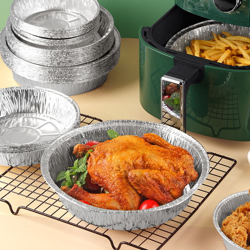 Air Fryer Dedicated Foil Plate Tin Tray Oven Special Use Aluminum Foil Box More Sizes Disposable Tableware Food Tray Boxes