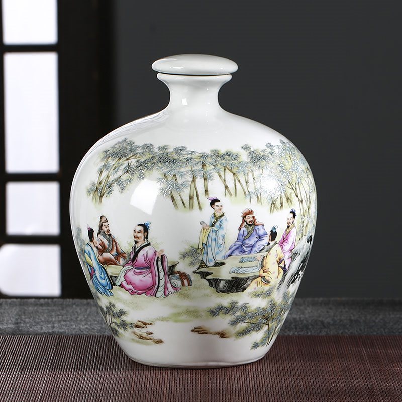 批发陶瓷中式密封空酒瓶景德镇白色家用储酒缸酒罐5斤装泡酒壶酒