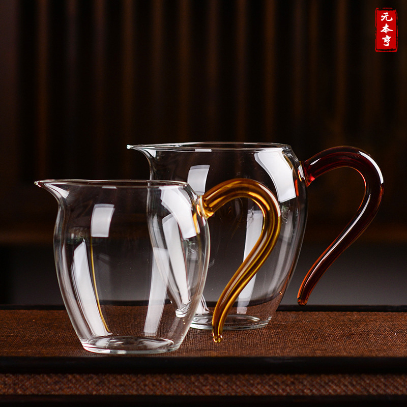 Pitcher Thick Glass Heat-Resistant Transparent Tea Filtering Kung Fu Tea Utensils Tea Serving Pot Fair Mug Tea Funnel Set