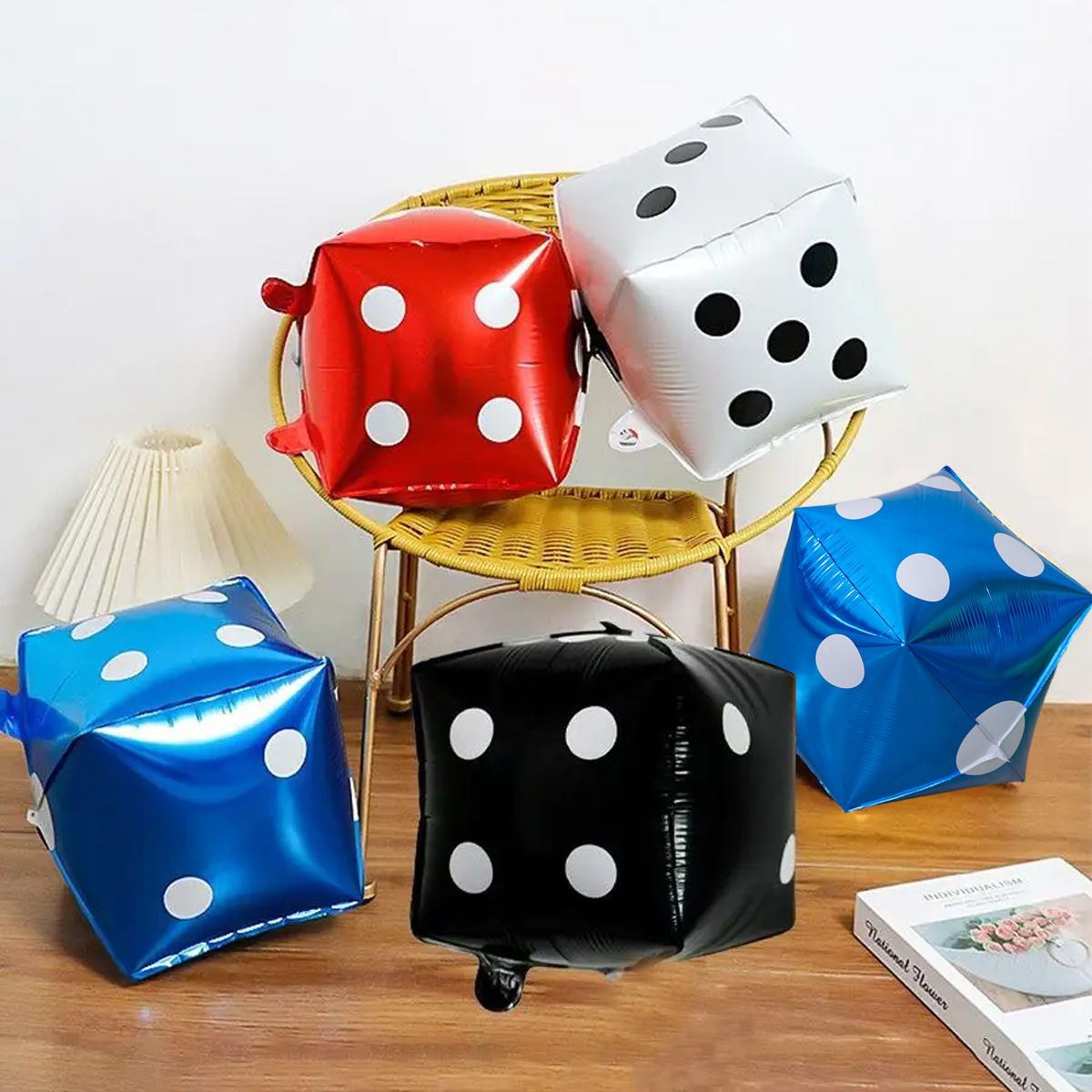 铝膜气球24寸骰子造型4d球跨境成人生日主题派对装饰筛子造型六面