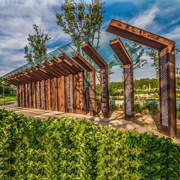 厂家制作耐候钢雕塑钢板景墙耐候钢板镂空景观小品锈板发光雕塑