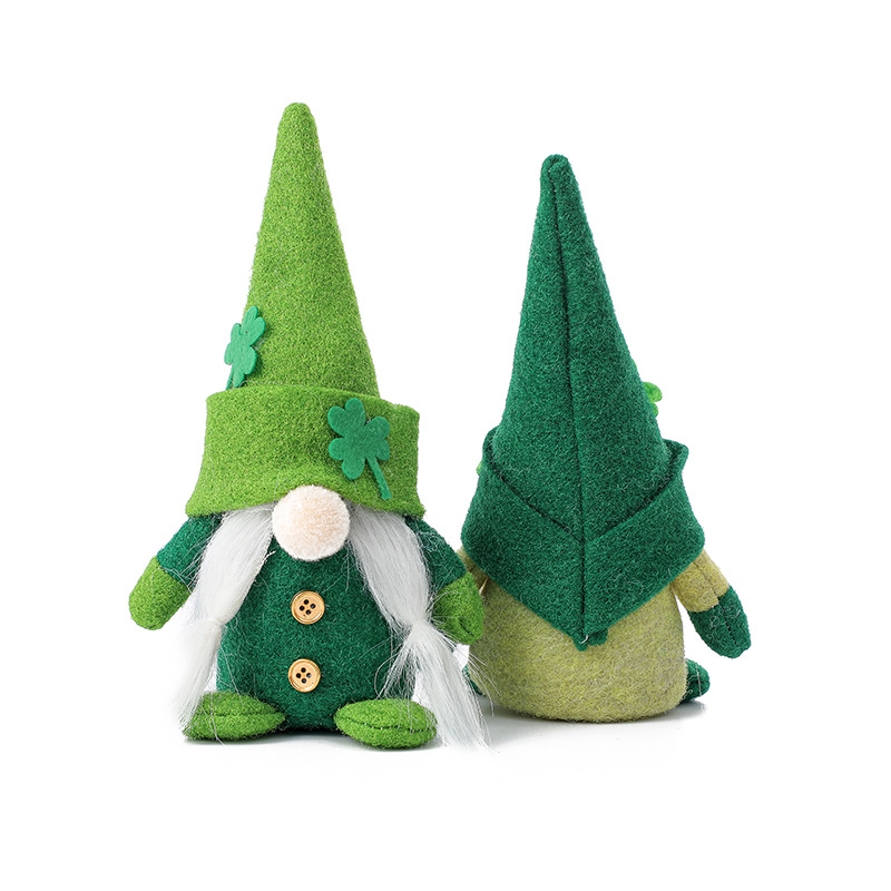 New Rudolf Doll Irish Trick Festival Green Hat Doll Faceless Old Man Green Leaf Holiday Decorations