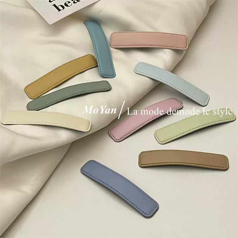 韩版网红侧边前额刘海皮质bb夹2023新款后脑勺发夹女简约夹子头饰