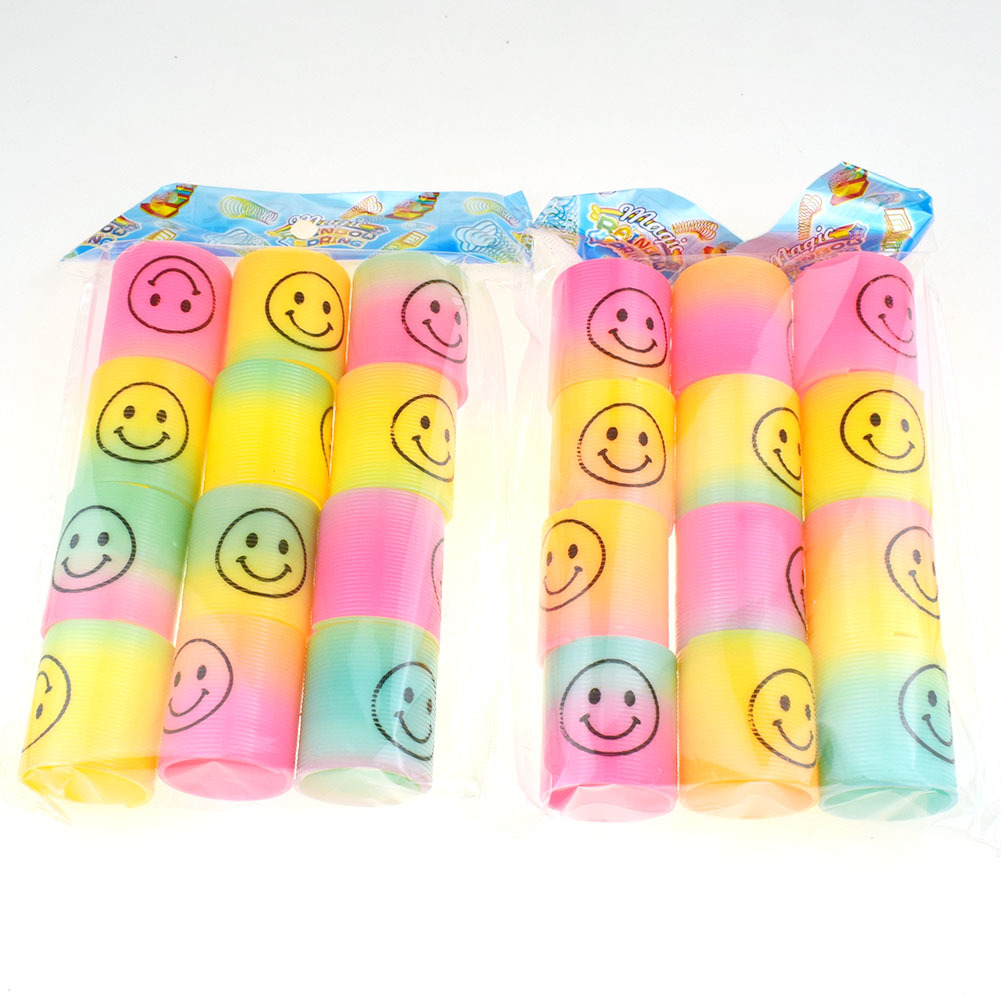 Colorful Smiley Face Rainbow Ring Children's Colorful Spring Ring Mini Colorful Ring Elastic Ring Stall Toy Educational Toy