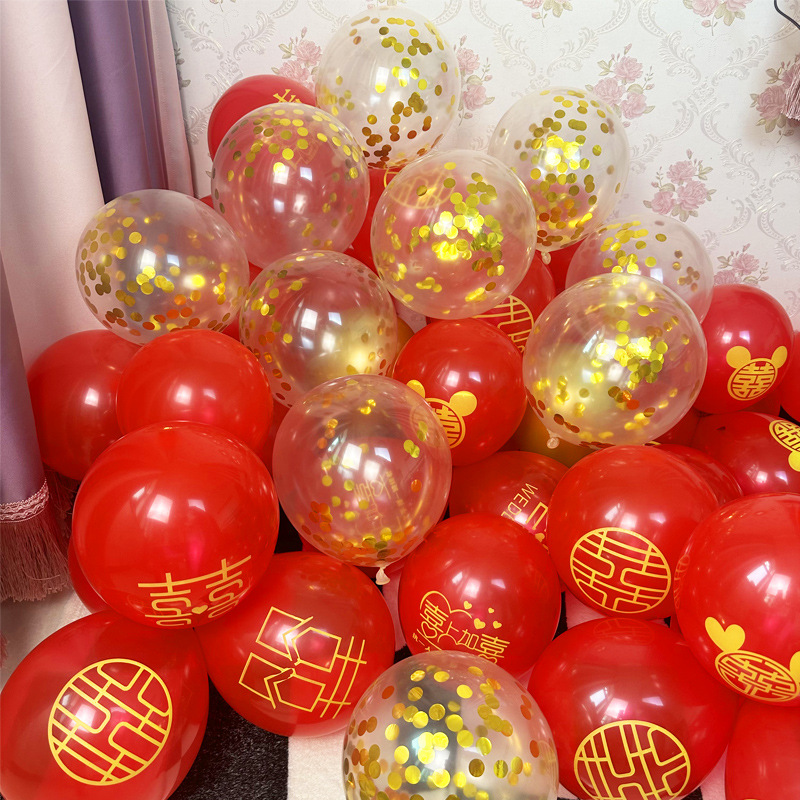 Wedding Room Layout Balloon Wedding Balloons Double-Layer Thickened Pomegranate Ruby Red Balloon Engagement Wedding Ceremony Supplies