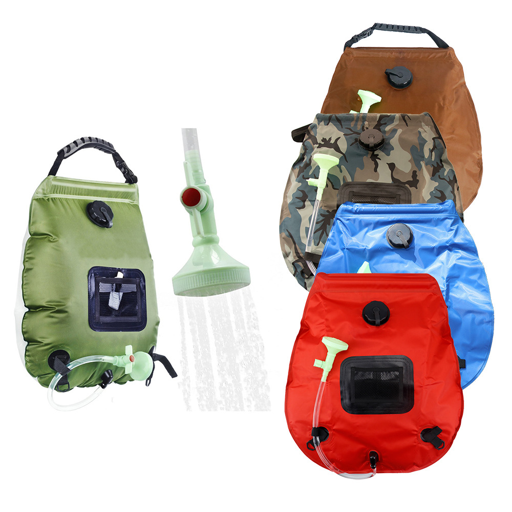 Outdoor Solar Heat Gathering Bath Bag Amazon Hot Sale Portable Shower Bag 20L Camping Shower Water Bag