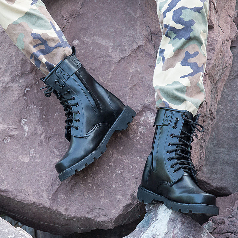 户外男军训作战靴 钢头钢底马丁靴男士透气高帮靴子男靴战术靴