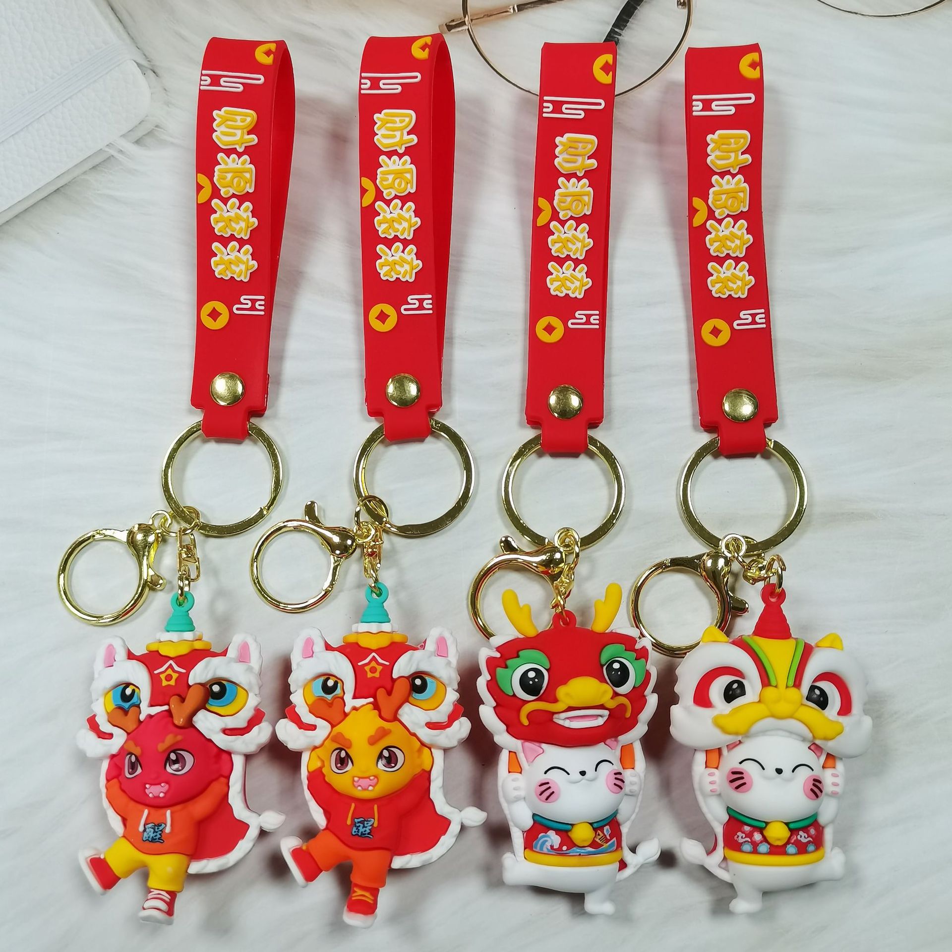 cartoon national tide xingshi dragon year big luck keychain new year xiaolong doll key chain schoolbag pendant gift wholesale