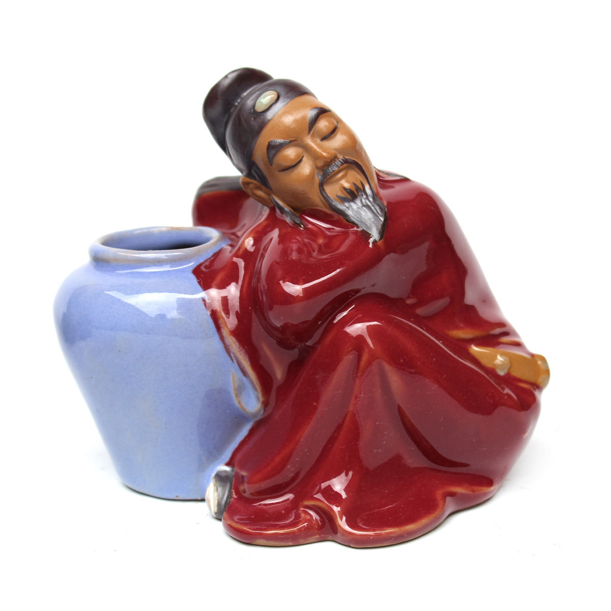 李白醉酒 笔筒 花瓶 石湾陶瓷公仔 盆景假山吸水石装饰 家居摆设