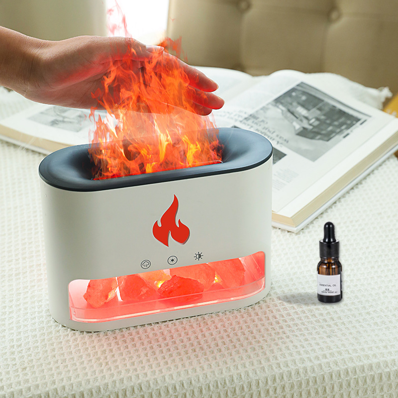 New Usb Flame Aroma Diffuser Home Office Humidification Aromatherapy Oil Simulation Diffuse Flame Rock Aroma Diffuser