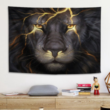 黑金狮子挂布抽象艺术直播装饰背景布客厅卧室墙壁装饰画水彩挂布