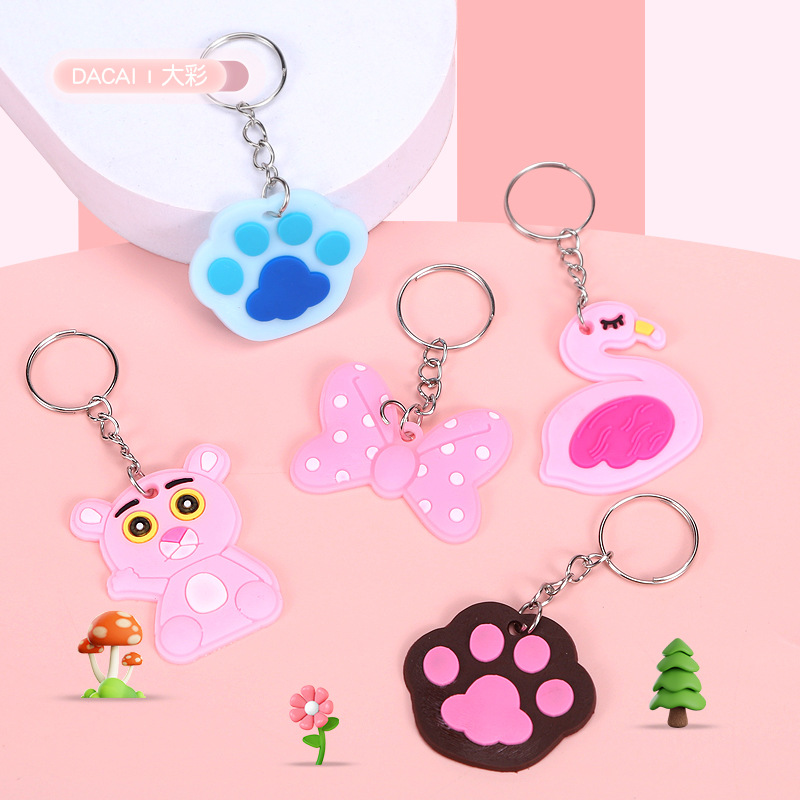 cartoon key button pendant pvc soft rubber silicone small gift cute souvenir key ring cars and bags hanging ornament