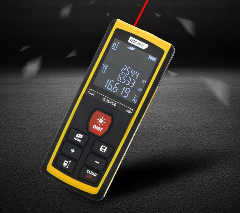 得力手持式激光测距仪100米电子尺红外线测面积体积仪dl331100