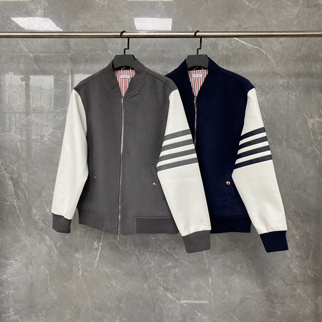 工厂直营tb棒球服毛呢款条纹四条杠夹克外套韩版休闲男女同款外套