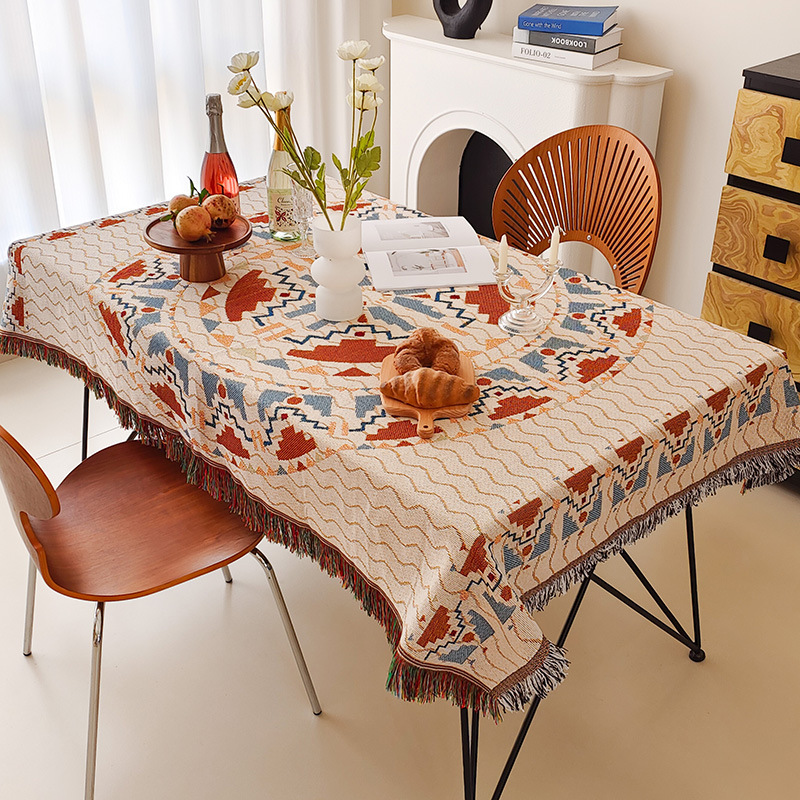 American Tablecloth Pastoral Style Table Mat Double-Sided Tablecloth Cotton Linen High-Grade Dining Tablecloth Camping Mat B & B Desk Pad