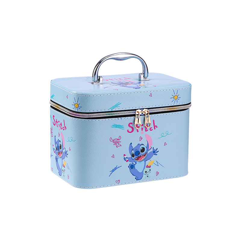 New Large Capacity Stitch Cosmetic Case High-Looking Portable Cute Multi-Functional Cosmetic Bag with Mirror Portable