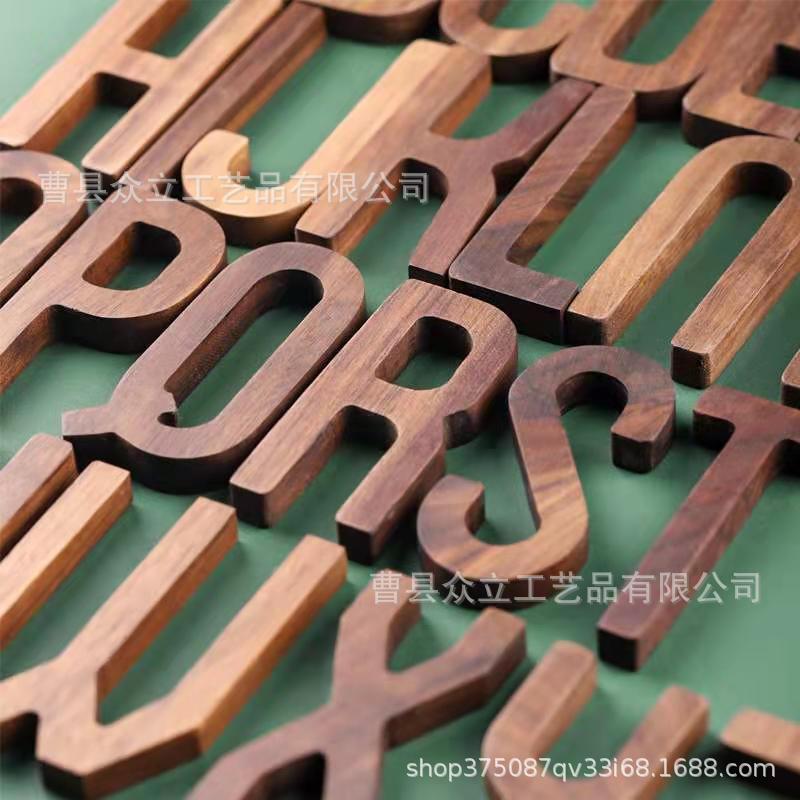 Nordic Style Black Walnut Letter Combination DIY Letter Home Decoration Wall Decoration Wooden Shooting Props