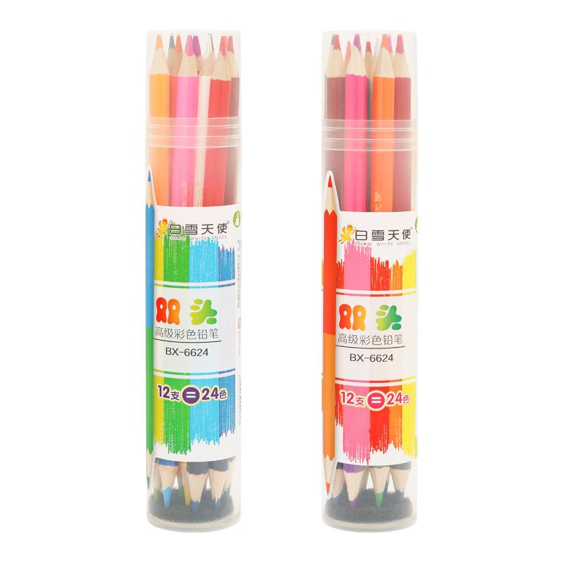 Drawing Crayon Double-Headed Colored Pencil Two-Headed Sharpened Color Lead 24-Color 36-Color 48 Pencil Personalized Stationery Two-Color Core