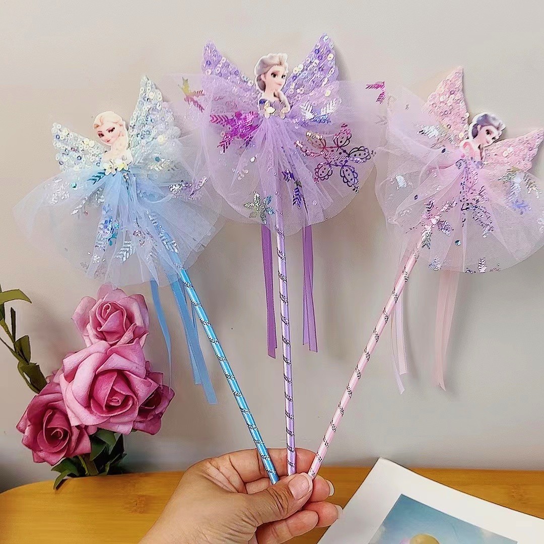 Children's Magic Wand Princess Bowknot 61 Magic Stick Wings Wholesale Elsa Ice and Snow Factory Direct Sales